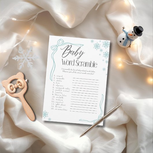 Invitation Jeu de mots mêlés Bébé arc vert neige