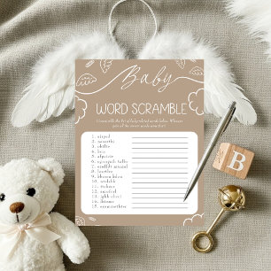 Invitation Jeu de mots mêlés Bébé Beige Céleste