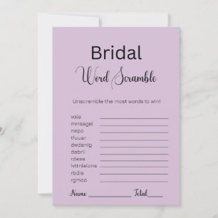 Invitation Jeu de mots mêlés de mariage au chardon violet