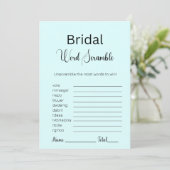 Invitation Jeu de mots mêlés de mariage cyan clair (Debout devant)
