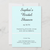 Invitation Jeu de mots mêlés de mariage cyan clair (Dos)