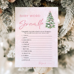 Invitation Jeu de mots mêlés pour bébé avec un arbre de Noël