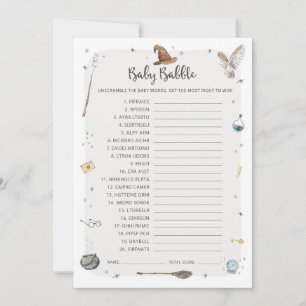 Invitation Jeu de mots mêlés pour bébé Shower Wizard Baby Bab