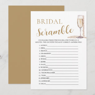 Invitation Jeu de mots mêlés pour mariage perles dorées et pr