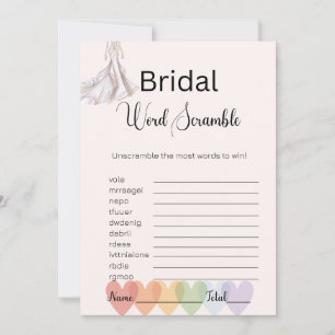 Invitation Jeu de mots mêlés Robe de mariée Crème