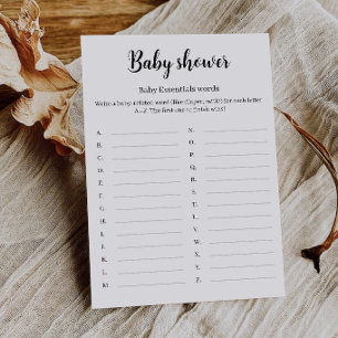 Invitation Jeu de mots sur les essentiels pour bébé Shower de