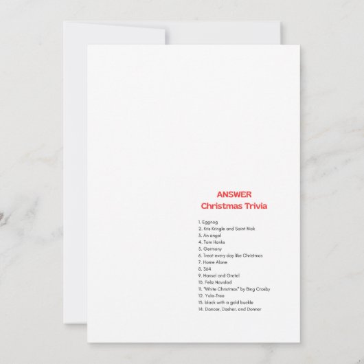 Invitation Jeu de Noël amusant - Pas modifiable - (Dos)