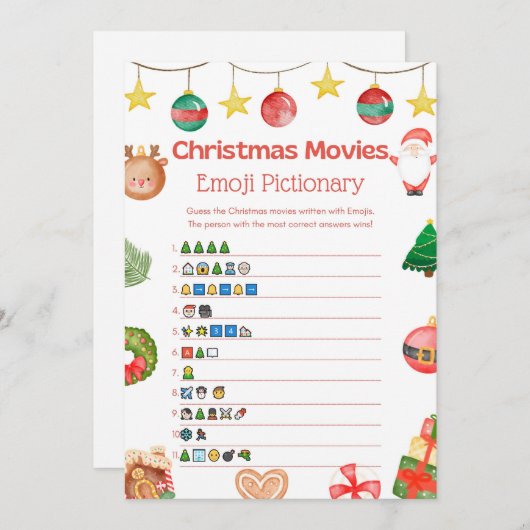 Invitation Jeu de Noël amusant - Pas modifiable - (Devant / Derrière)