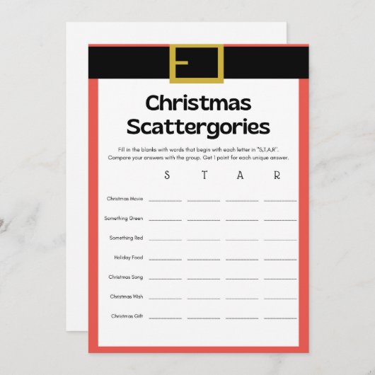 Invitation Jeu de Noël amusant - Pas modifiable - (Devant / Derrière)