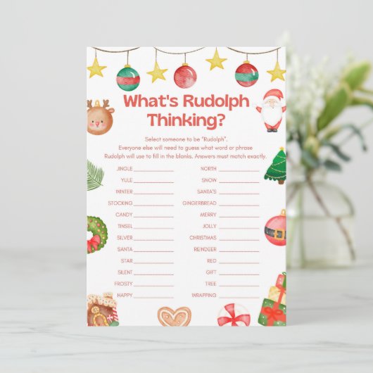 Invitation Jeu de Noël amusant - Pas modifiable - (Debout devant)