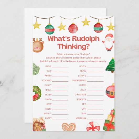 Invitation Jeu de Noël amusant - Pas modifiable - (Devant / Derrière)