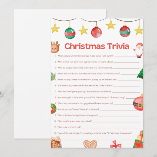 Invitation Jeu de Noël amusant - Pas modifiable - (Devant / Derrière)