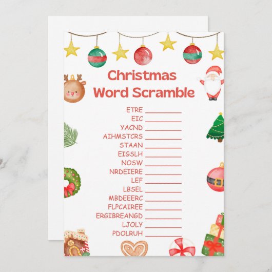 Invitation Jeu de Noël amusant - Pas modifiable - (Devant / Derrière)