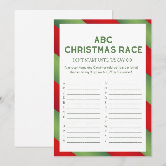 Invitation Jeu de Noël - Non modifiable - (Devant / Derrière)