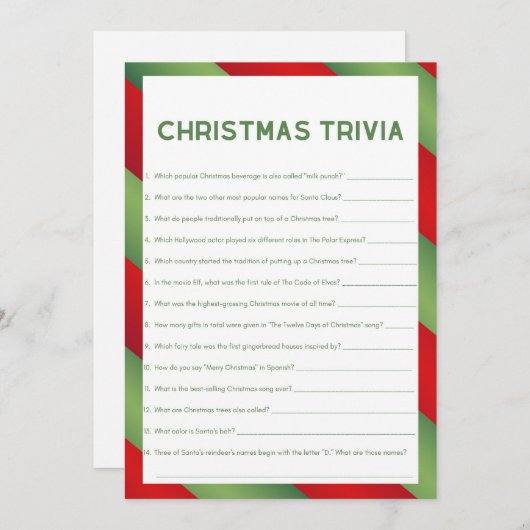 Invitation Jeu de Noël - Non modifiable - (Devant / Derrière)