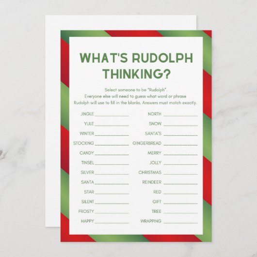 Invitation Jeu de Noël - Non modifiable - (Devant / Derrière)