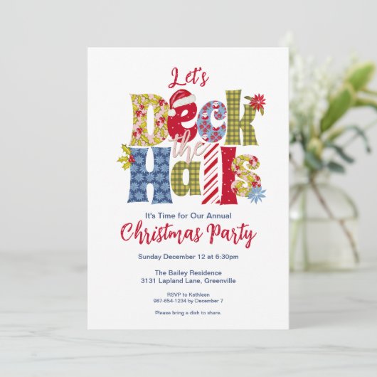 Invitation Jeu de Noël Patchwork Deck the Halls (Debout devant)