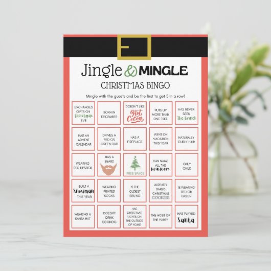 Invitation Jeu de Noël père Noël - Pas modifiable - (Debout devant)