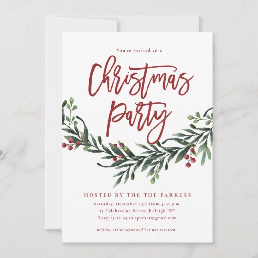 Invitation Jeu de Noël Rouge moderne vert (Devant)