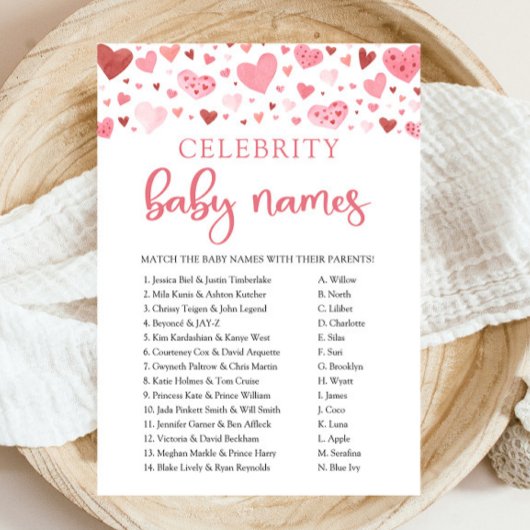 Invitation Jeu de nom de bébé de célébrité de la Saint-Valent