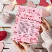Invitation Jeu de Noms de Bébés Célébrités de la Saint-Valent