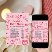 Invitation Jeu de Noms de Bébés Célébrités de la Saint-Valent