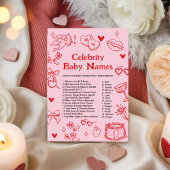 Invitation Jeu de Noms de Bébés Célébrités de la Saint-Valent