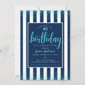 Invitation Jeu de parties scintillant d'anniversaire Turquois (Devant)