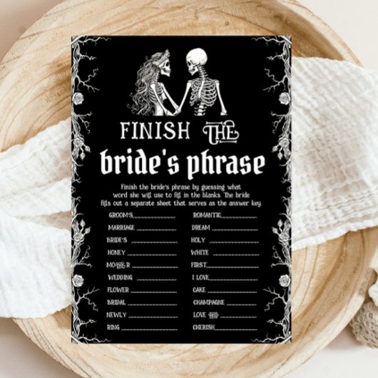 Invitation Jeu de phrase à compléter de la mariée squelette H