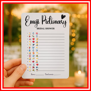 Invitation Jeu de Pictionary d'Emoji de Mariage Élégant Moder
