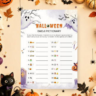 Invitation Jeu de Pictionnaire d'Émoticônes Halloween | Fête 