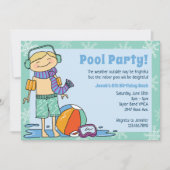 Invitation Jeu de piscine d'hiver Blonde Boy nage intérieure (Devant)