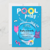 Invitation Jeu de piscine jumeaux Anniversaire Splash Leopard (Devant)