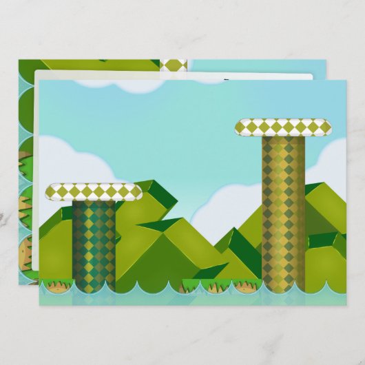 Invitation Jeu de plateforme rétro (Devant / Derrière)