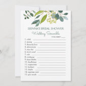 Invitation Jeu de porte-mariée verdoyante / Scramble Mariage (Dos)