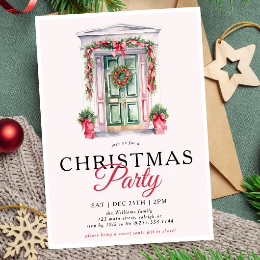 Invitation Jeu de portes de Noël de Script Gold moderne