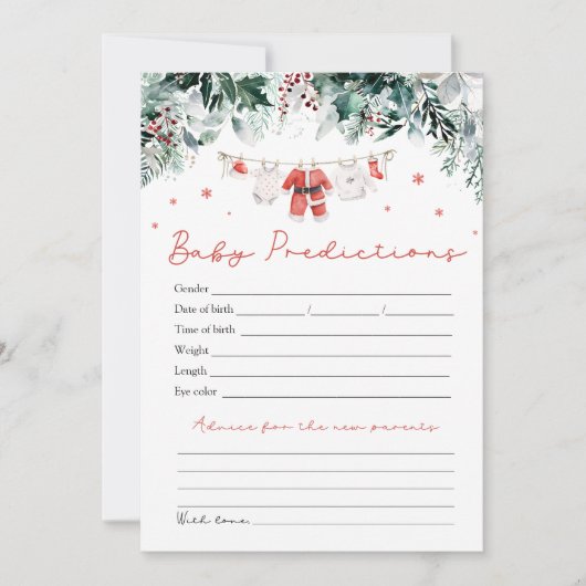 Invitation Jeu de prédiction de bébé Santa Rouge pour Noël (Devant)