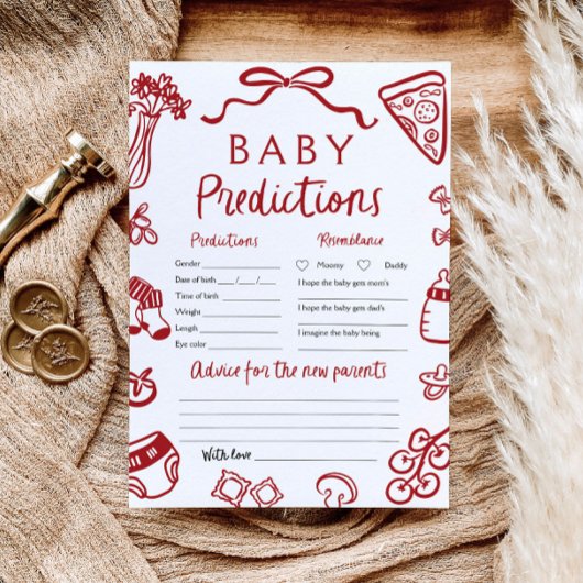 Invitation Jeu de prédiction de la pizza italienne à main rou