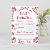 Invitation Jeu de prédiction pour bébé pizza italienne dessin (Debout devant)