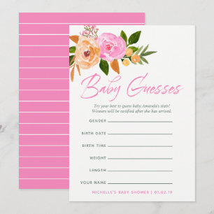 Invitation Jeu de prédictions de bébé aux fleurs sauvages aqu