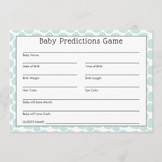 Invitation Jeu de prédictions de bébé mignonne Panda Bear (Devant)