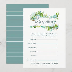 Invitation Jeu de prédictions pour bébé garçon aux succulents