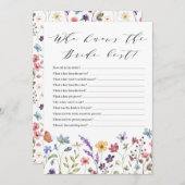 Invitation Jeu de Printemps Floral Été Qui Connaît le Mieux l (Devant / Derrière)