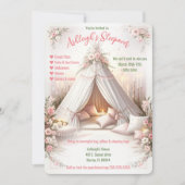 Invitation Jeu de pyjama doux Jeu de jeune fille Dormir Anniv (Devant)