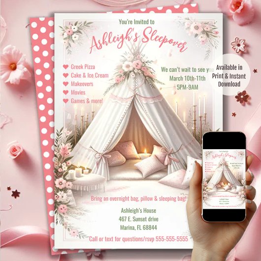 Invitation Jeu de pyjama doux Jeu de jeune fille Dormir Anniv