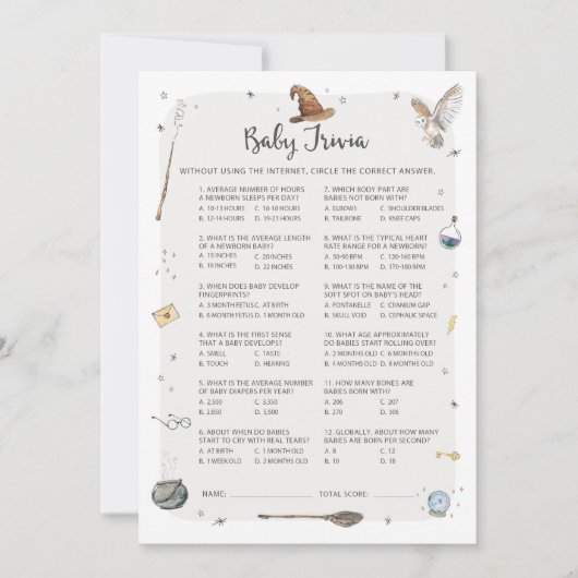 Invitation Jeu de quiz bébé Shower Wizard (Devant)