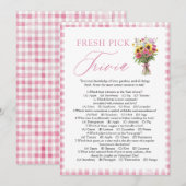 Invitation Jeu de quiz de douche de mariage Rose Gingham Fres (Devant / Derrière)