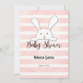 Invitation Jeu de Quiz sur les Comptines Lapin Blanc Rose (Dos)