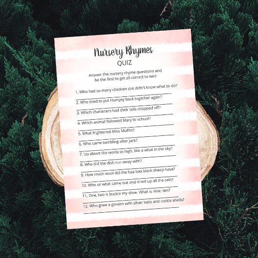 Invitation Jeu de Quiz sur les Comptines Tan Bunny Rose