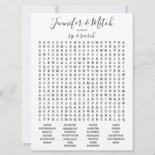 Invitation Jeu de recherche de mot de réception de mariage, j